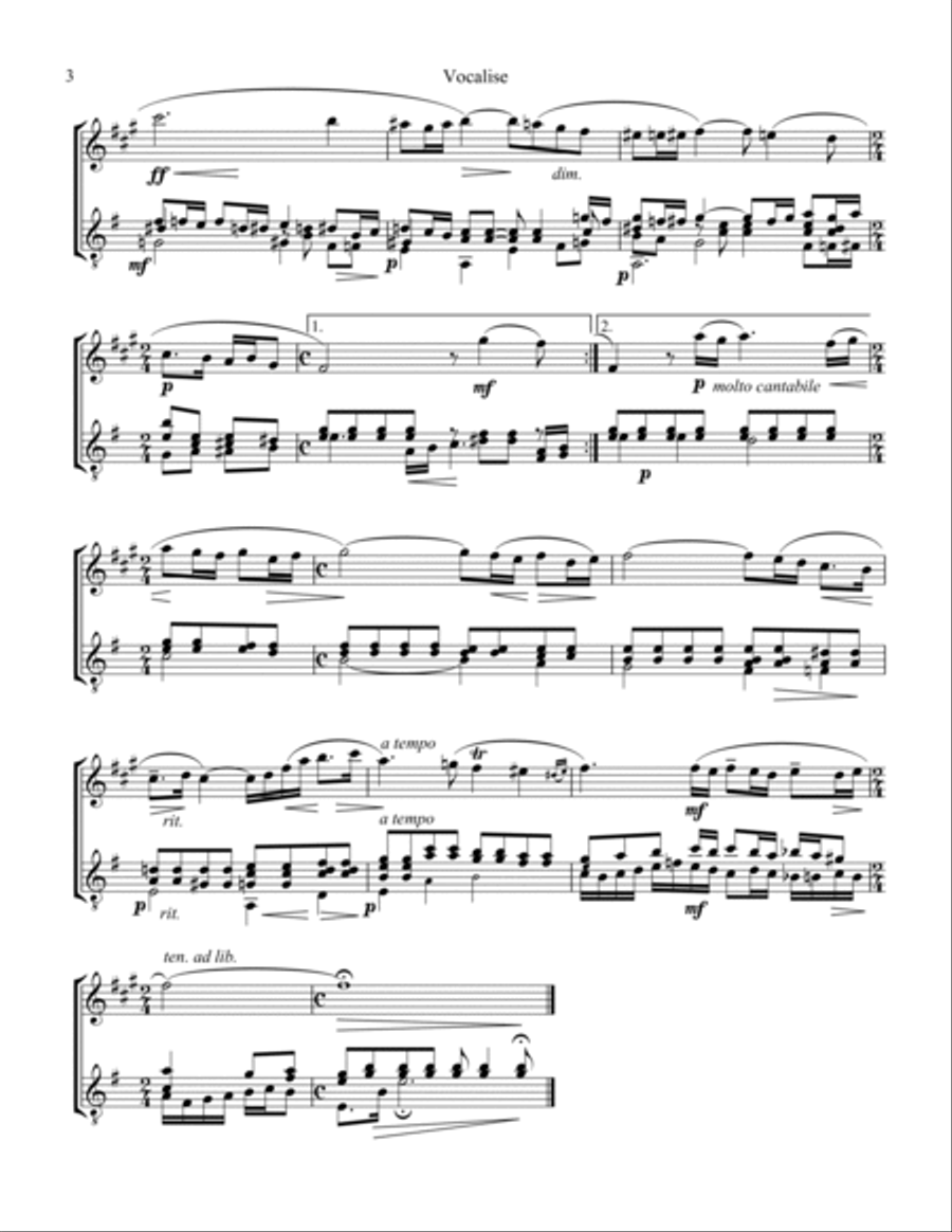 Vocalise Op. 34 for clarinet/sax in Bb and guitar Vocalise Op. 34 for clarinet/sax in Bb and guitar Saxophone scores gallery preview page 4