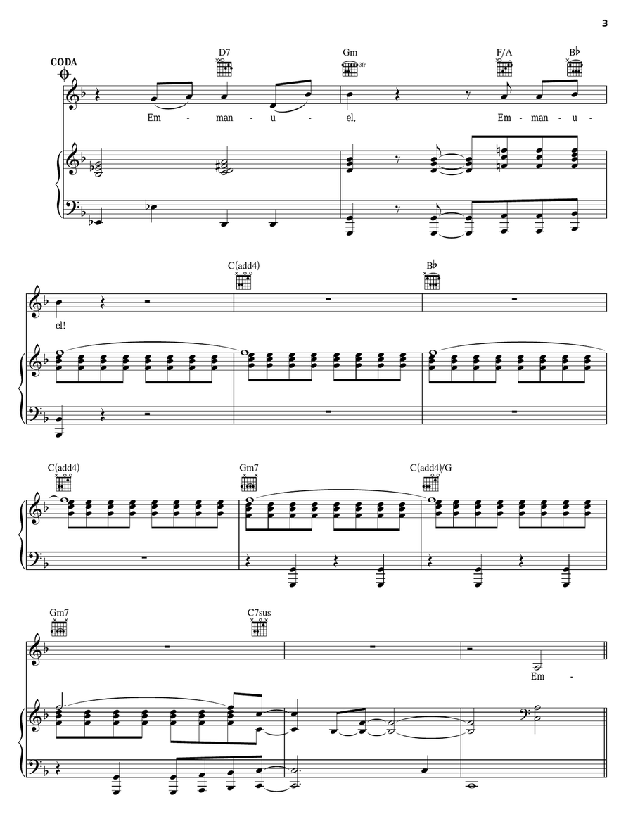 Emmanuel Piano, Vocal, Guitar scores gallery preview page 3