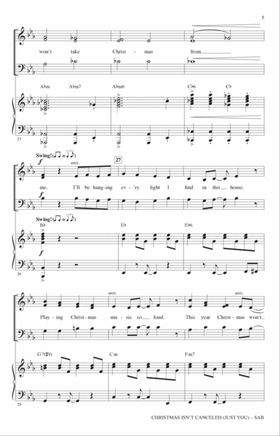 Christmas Isn't Canceled (Just You) (arr. Mark Brymer) 3-Part scores gallery preview page 4