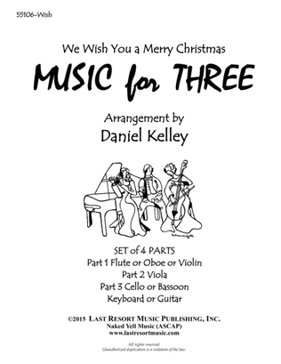 We Wish You a Merry Christmas for Piano Quartet (Violin, Viola, Cello, Piano) Set of 4 Parts