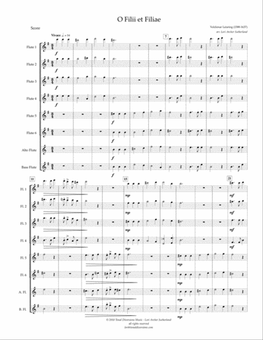 O Filii et Filiae Flute Choir scores gallery preview page 2