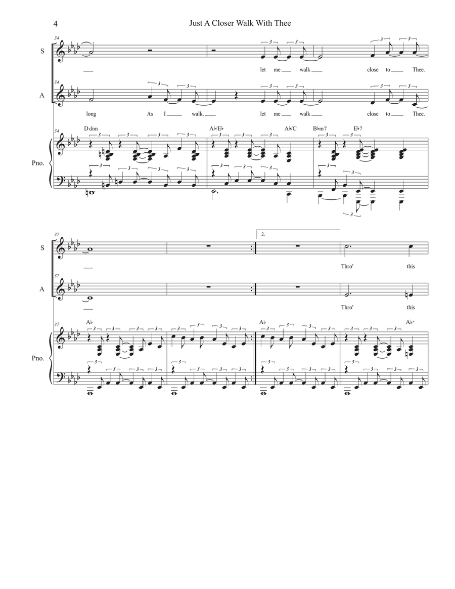 Just A Closer Walk With Thee (2-part choir - (SA) SA scores gallery preview page 4