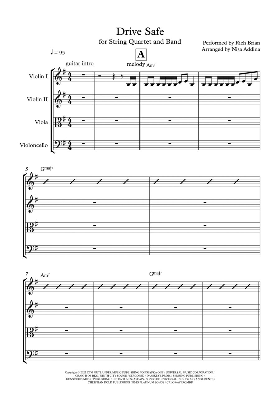 Drive Safe String Quartet scores gallery preview page 1