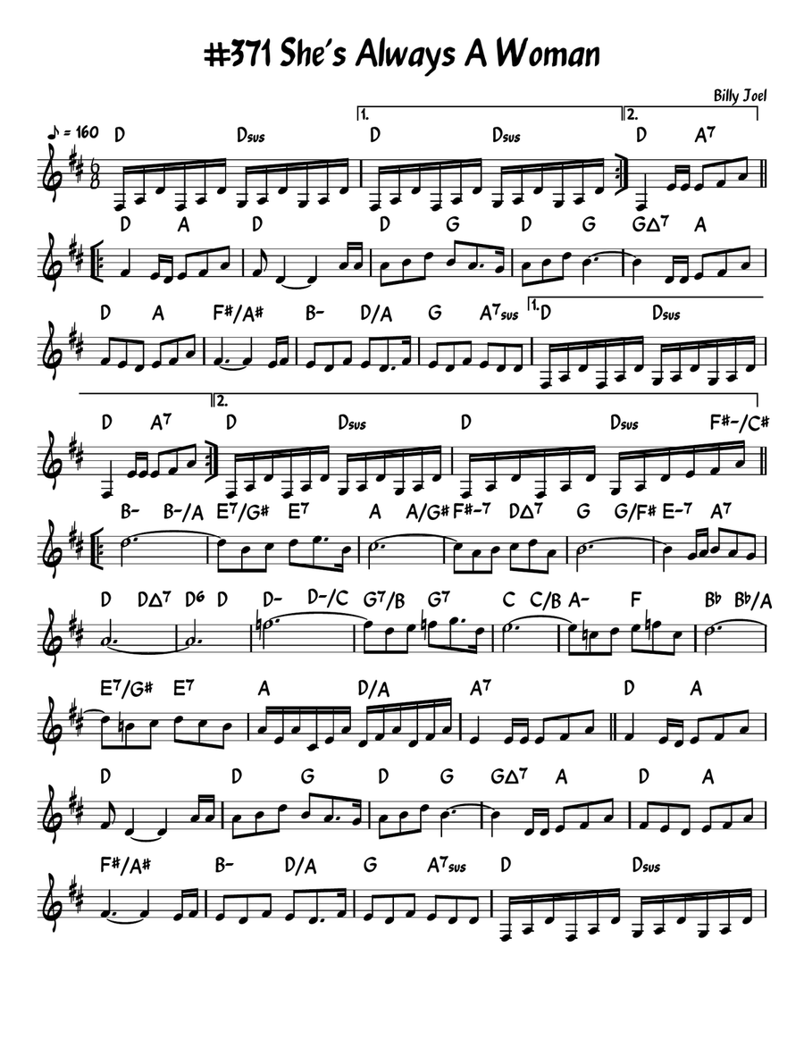 She's Always A Woman Piano scores gallery preview page 1