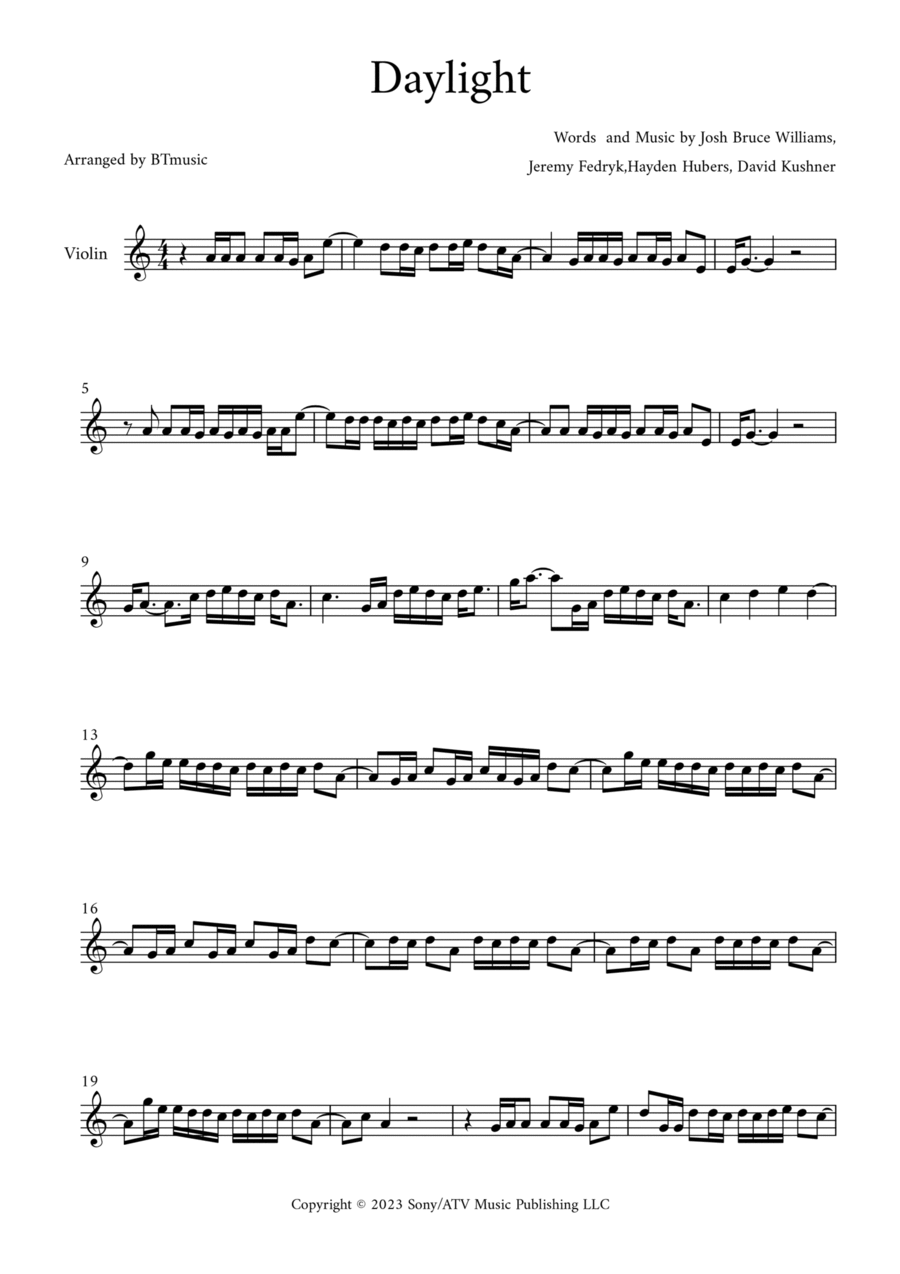 Daylight Daylight Violin Solo scores gallery preview page 1
