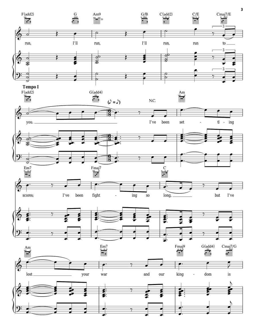 Run To You Piano, Vocal, Guitar scores gallery preview page 3