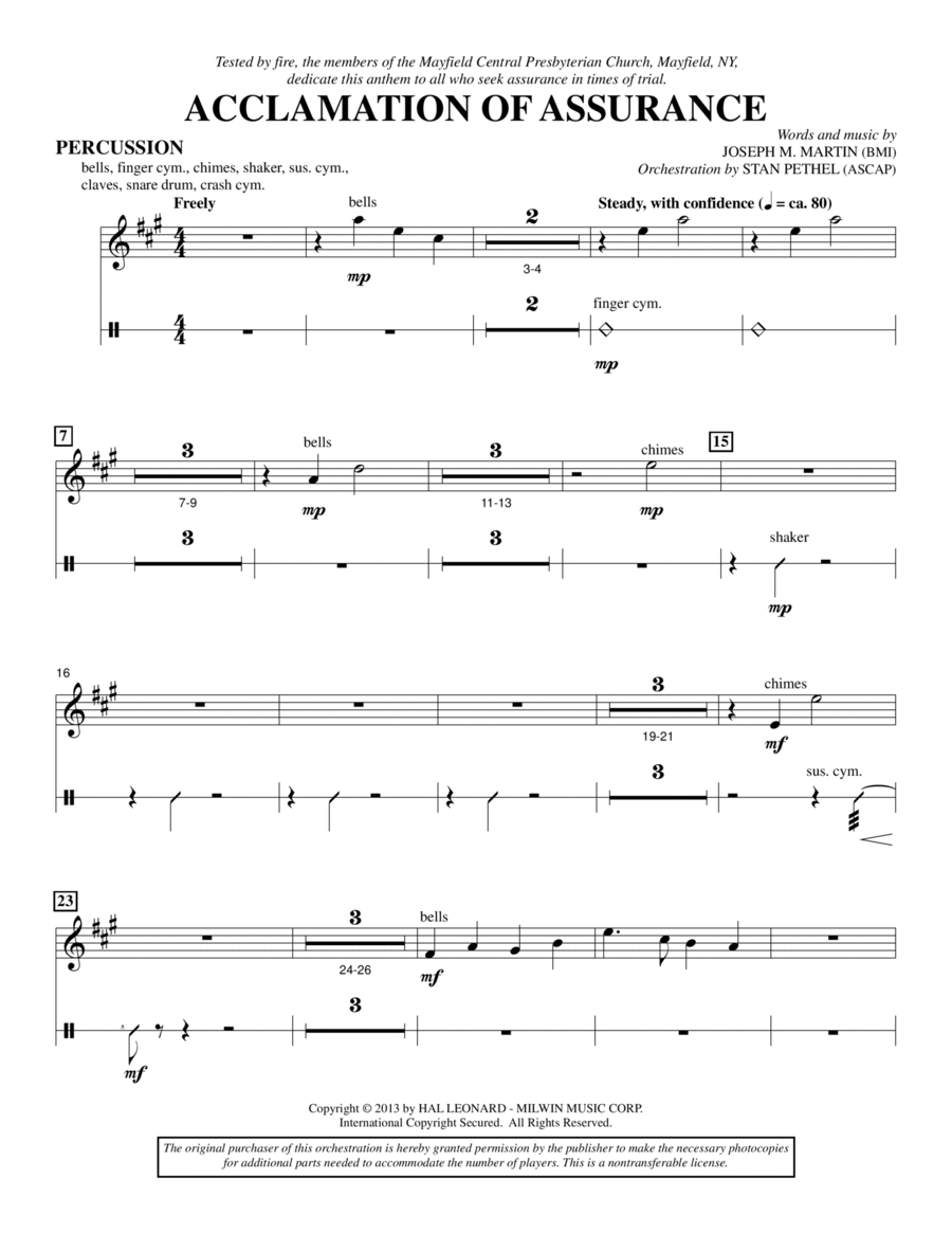 Acclamation of Assurance - Percussion 1 & 2