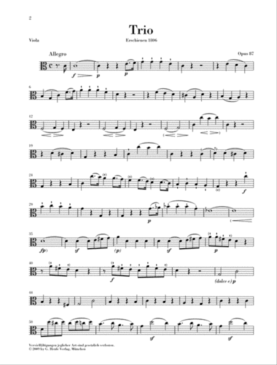 Trio in C Major, Op. 87 Trio in C Major, Op. 87 Viola scores gallery preview page 4