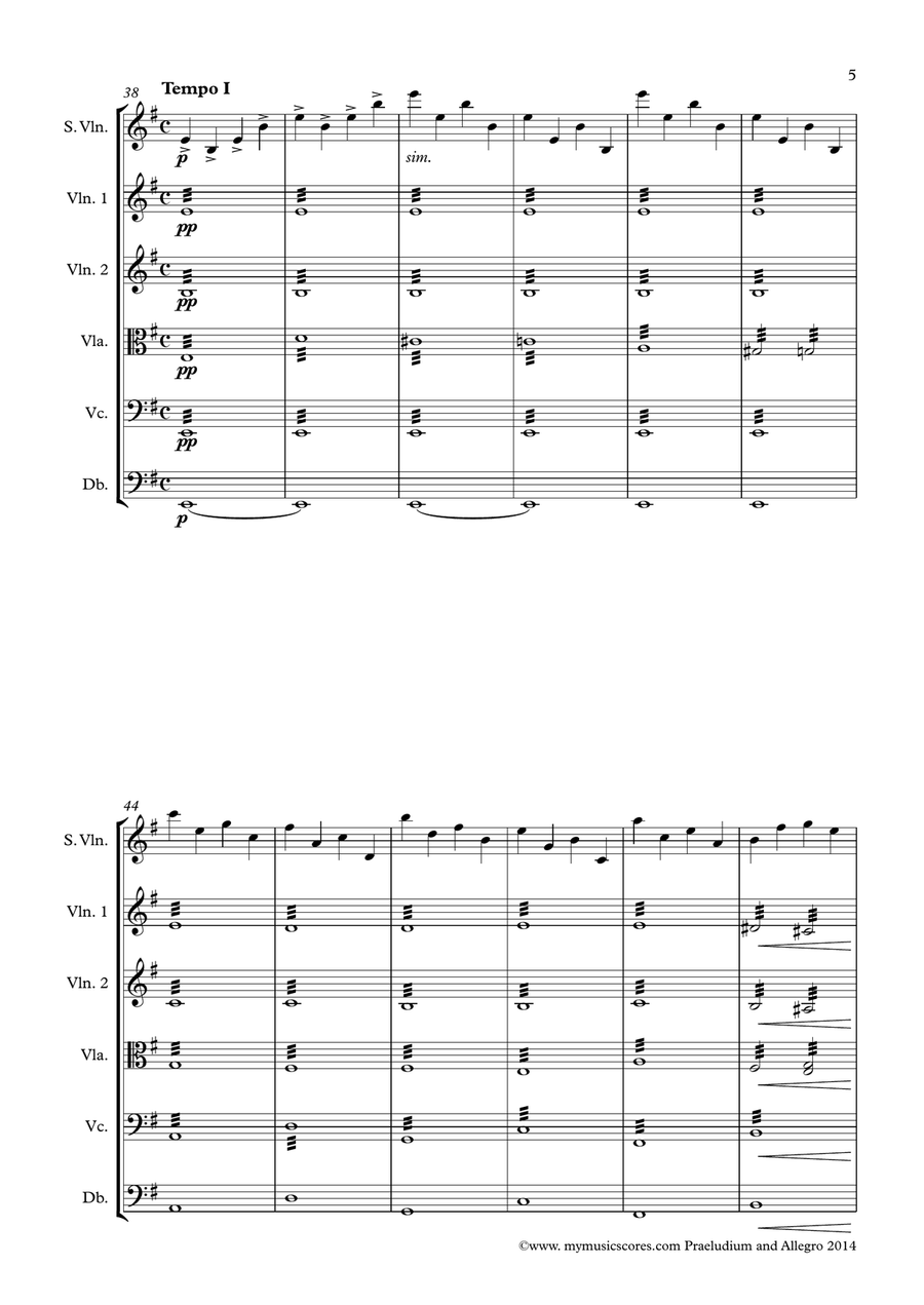 Kreisler Praeludium and Allegro for Violin and String Orchestra String Orchestra scores gallery preview page 6