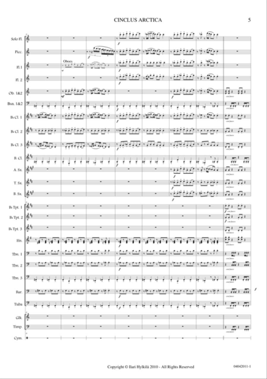 Cinclus Arctica (for Solo Flute and Concert Band) Concert Band scores gallery preview page 5