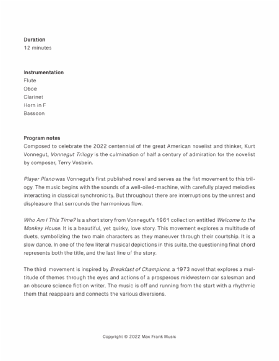 Vonnegut Trilogy Woodwind Quintet scores gallery preview page 4