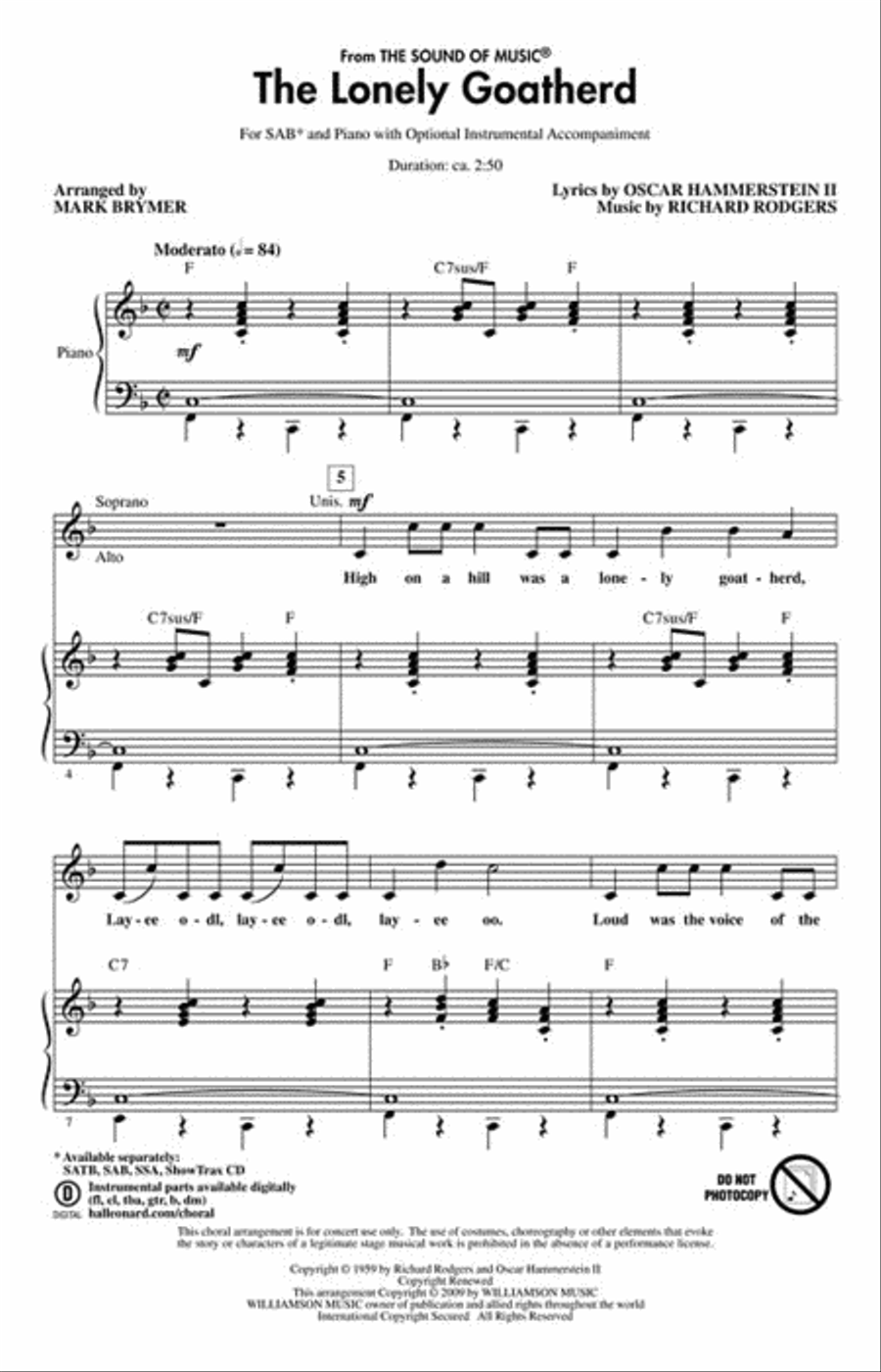 The Lonely Goatherd The Lonely Goatherd 3-Part scores gallery preview page 2
