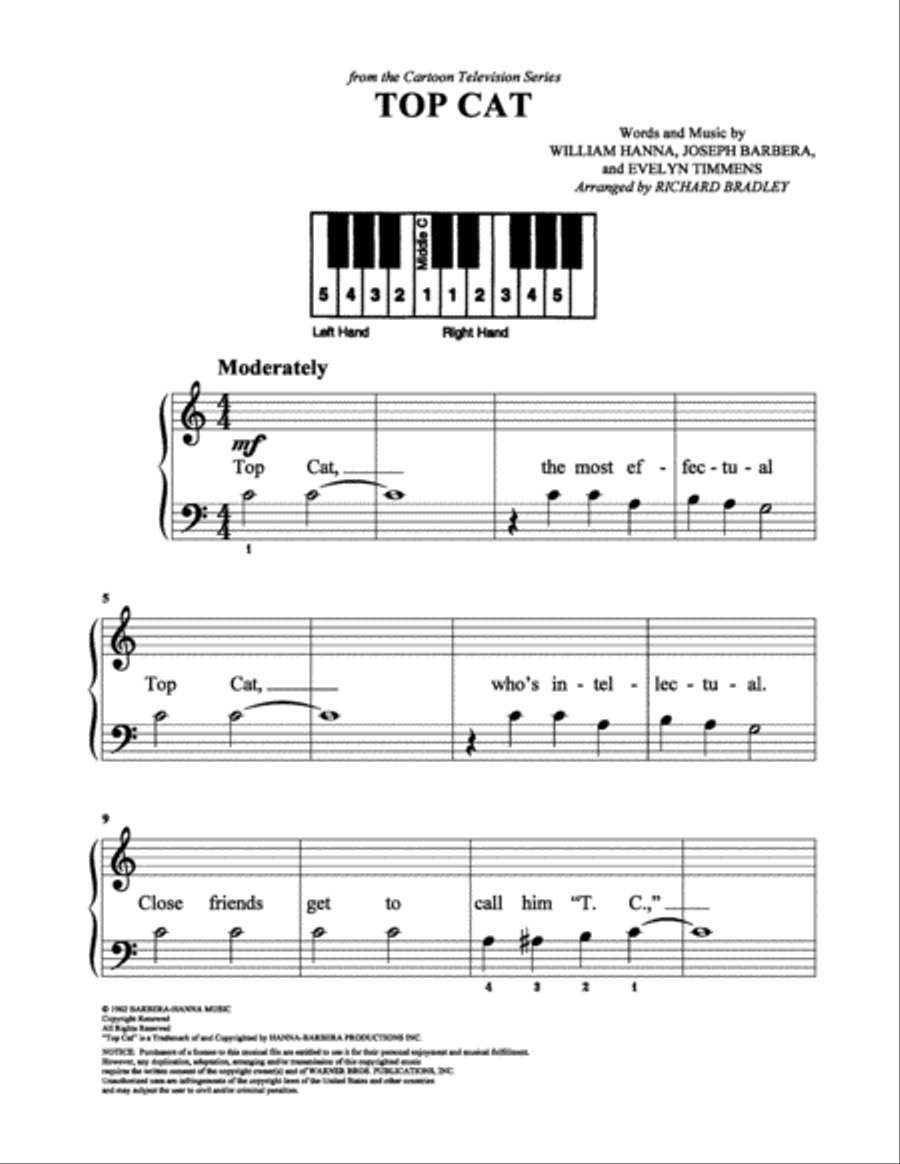 Top Cat Top Cat Easy Piano scores gallery preview page 1