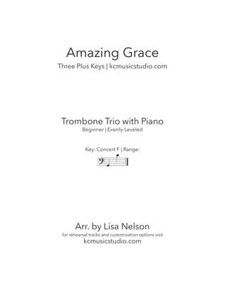 Amazing Grace - Trombone Trio with Piano Accompaniment
