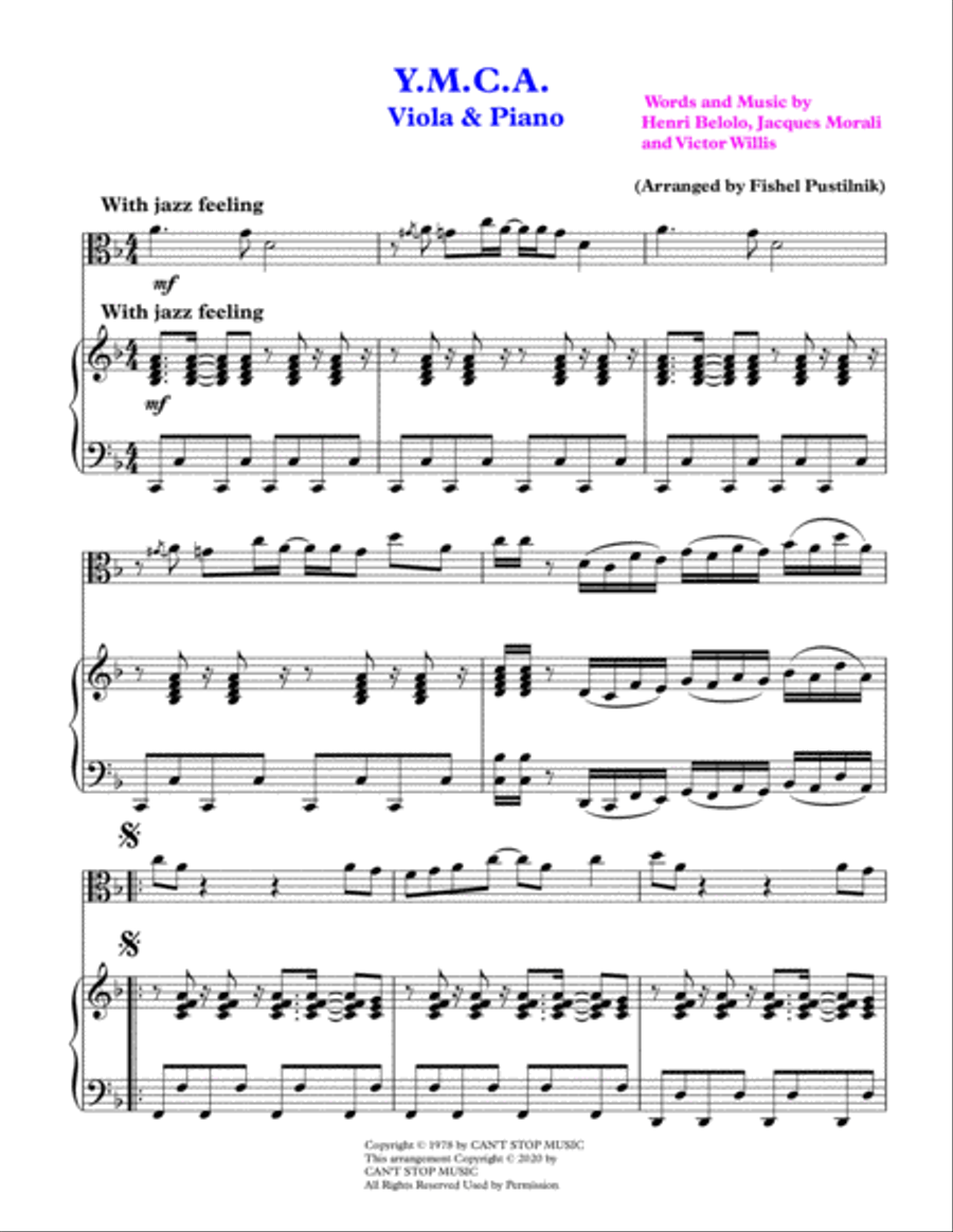 Y.m.c.a. Viola scores gallery preview page 2