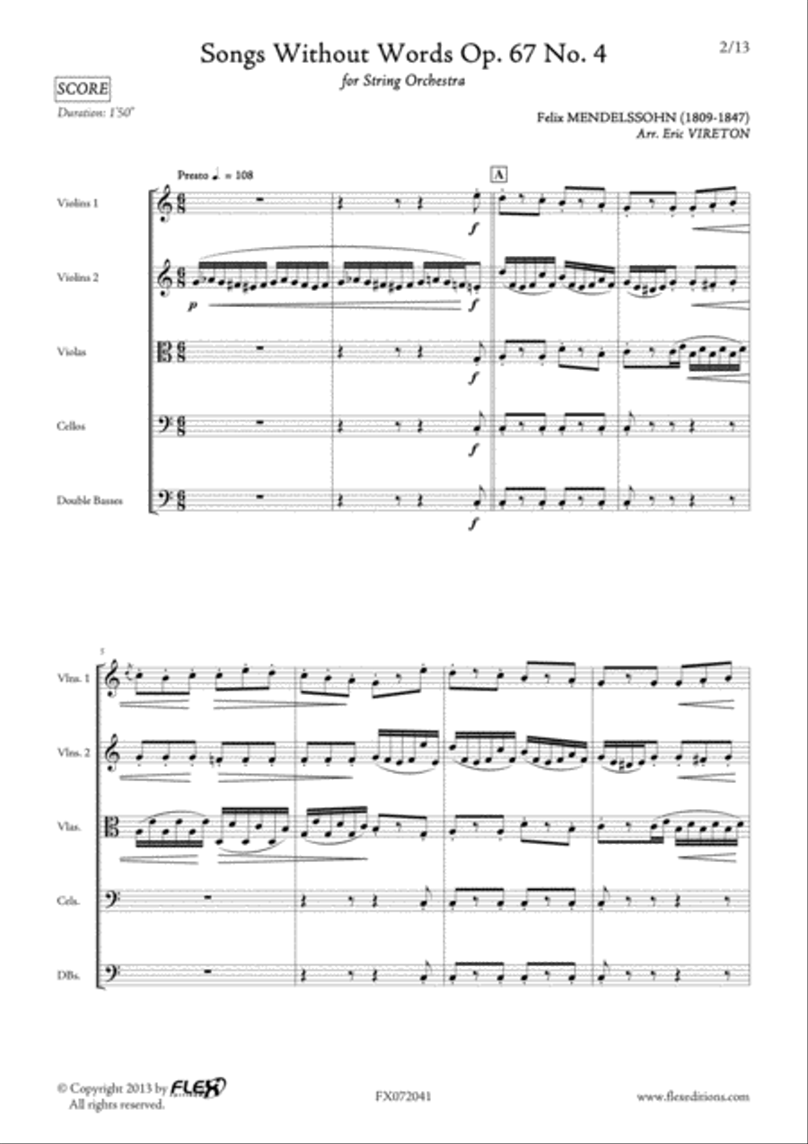 Songs Without Words Opus 67 No. 4 Orchestra scores gallery preview page 2