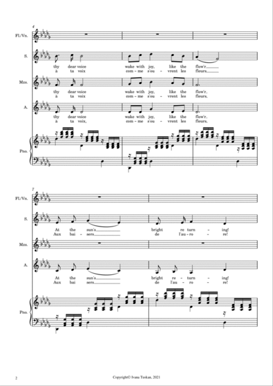 My Heart at Thy Dear Voice (Mon coeur) from Samson & Dalilah SSA, piano, flute or violin SSA scores gallery preview page 2