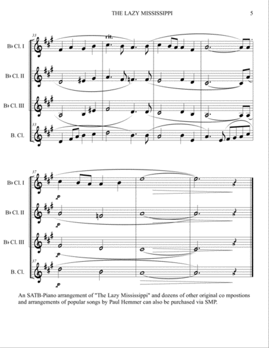 The Lazy Mississippi - Clarinet Quartet Clarinet Quartet scores gallery preview page 5