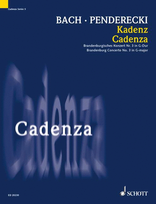Book cover for Cadenza for the Brandenburg Concerto No. 3 G major by Johann Sebastian Bach