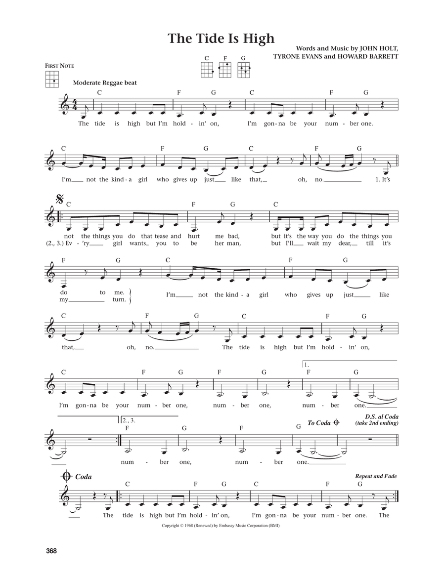 The Tide Is High (from The Daily Ukulele) (arr. Jim Beloff) Ukulele scores gallery preview page 1