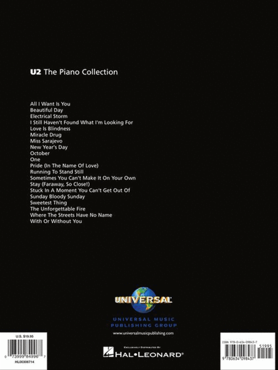 U2 – The Piano Collection Piano, Vocal, Guitar scores gallery preview page 8