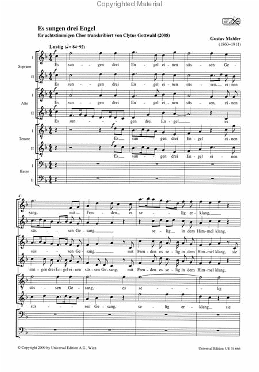 Es sungen drei Engel Es sungen drei Engel SSAATTBB scores gallery preview page 2