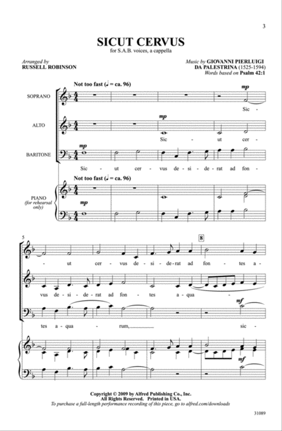 Sicut Cervus Sicut Cervus 3-Part scores gallery preview page 3