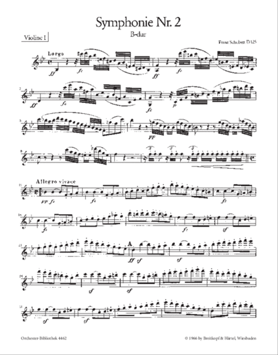 Symphony No. 2 in Bb major D 125 Orchestra scores gallery preview page 2