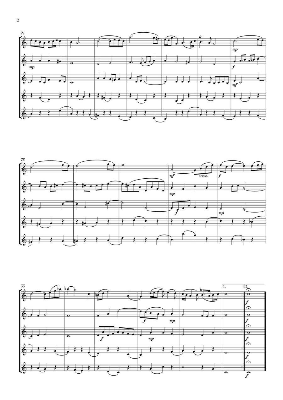 5 Famous Songs by Bach for Oboe Quintet Woodwind Quintet scores gallery preview page 4