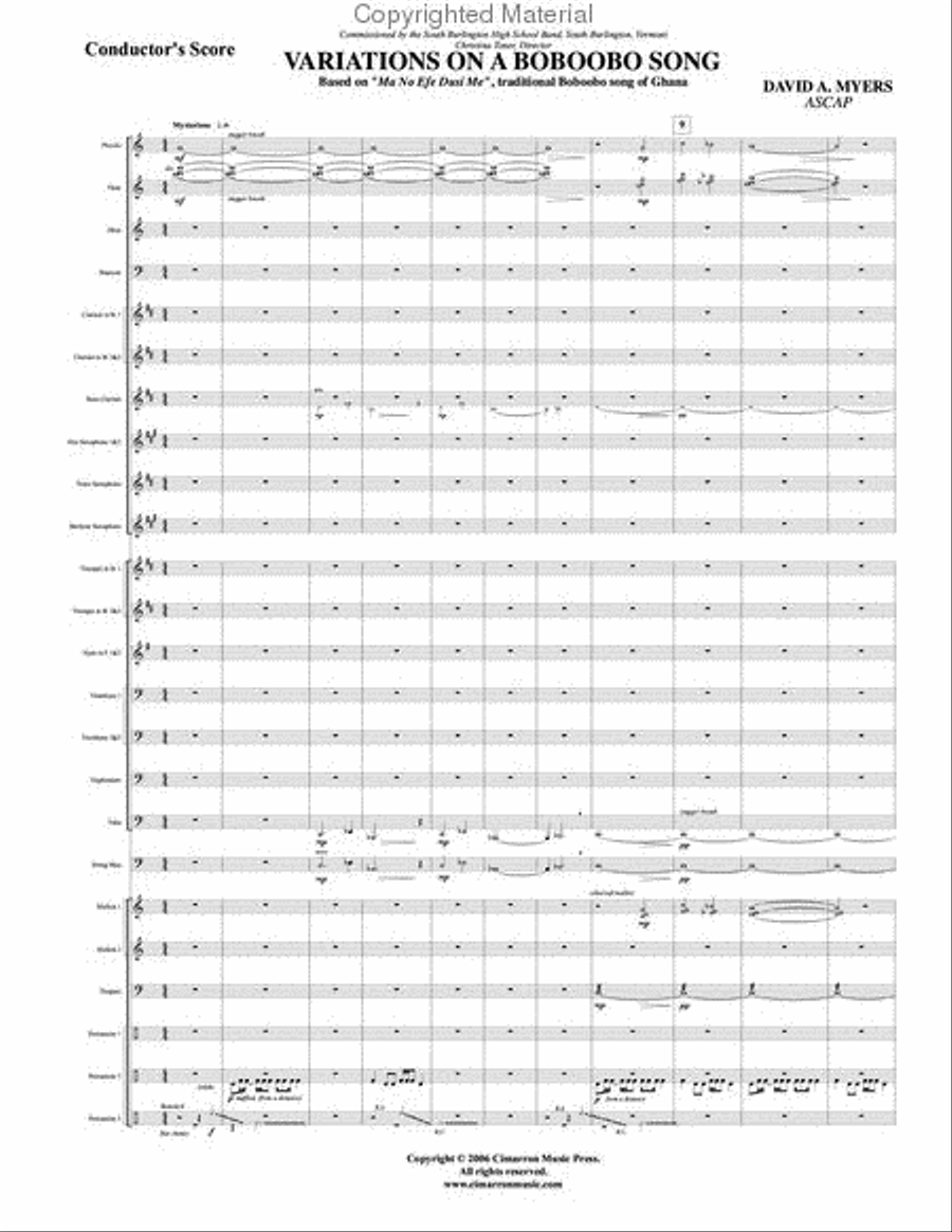 Variations on a Boboobo Song Concert Band scores gallery preview page 2