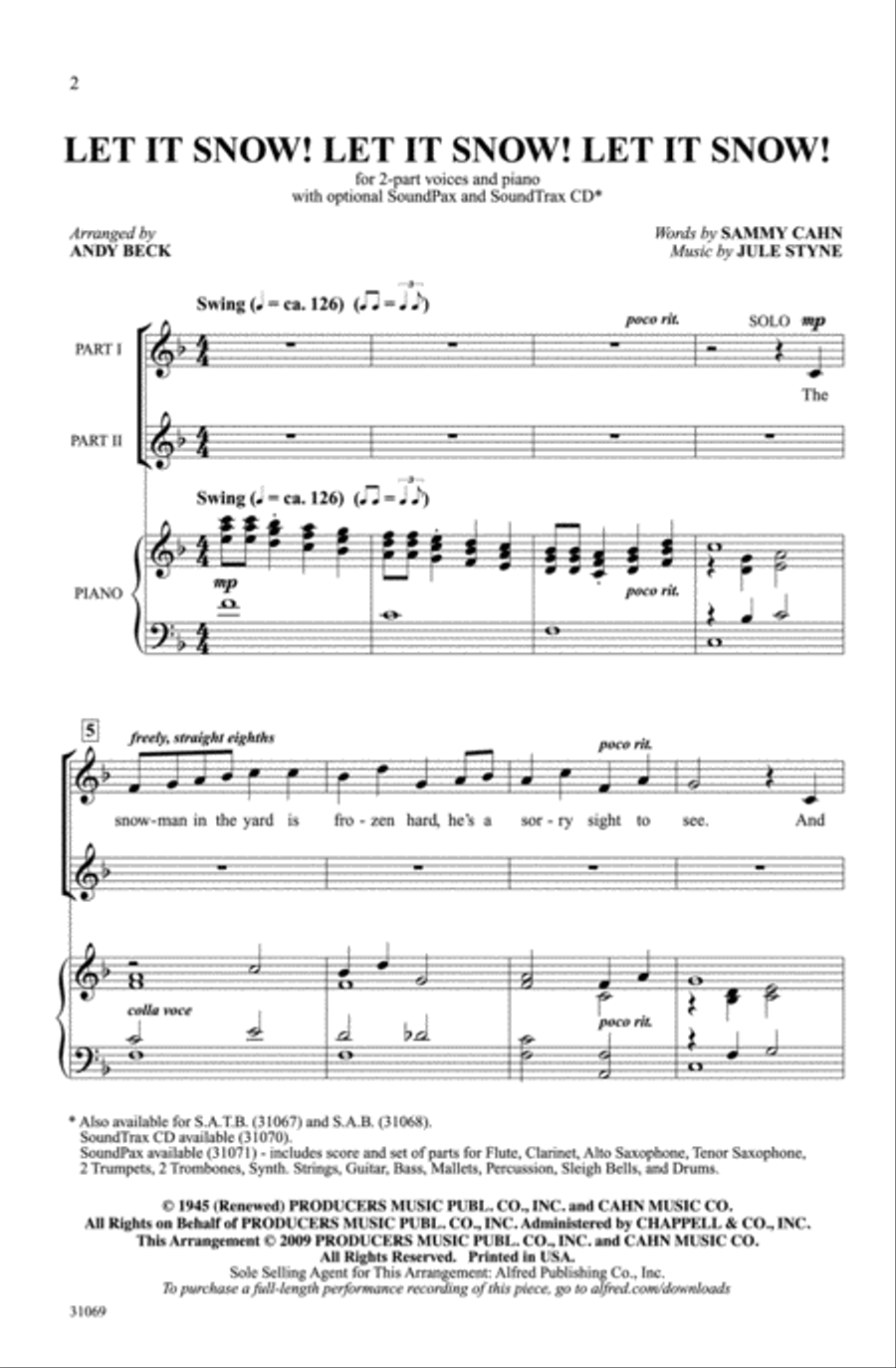 Let It Snow! Let It Snow! Let It Snow! 2-Part scores gallery preview page 2
