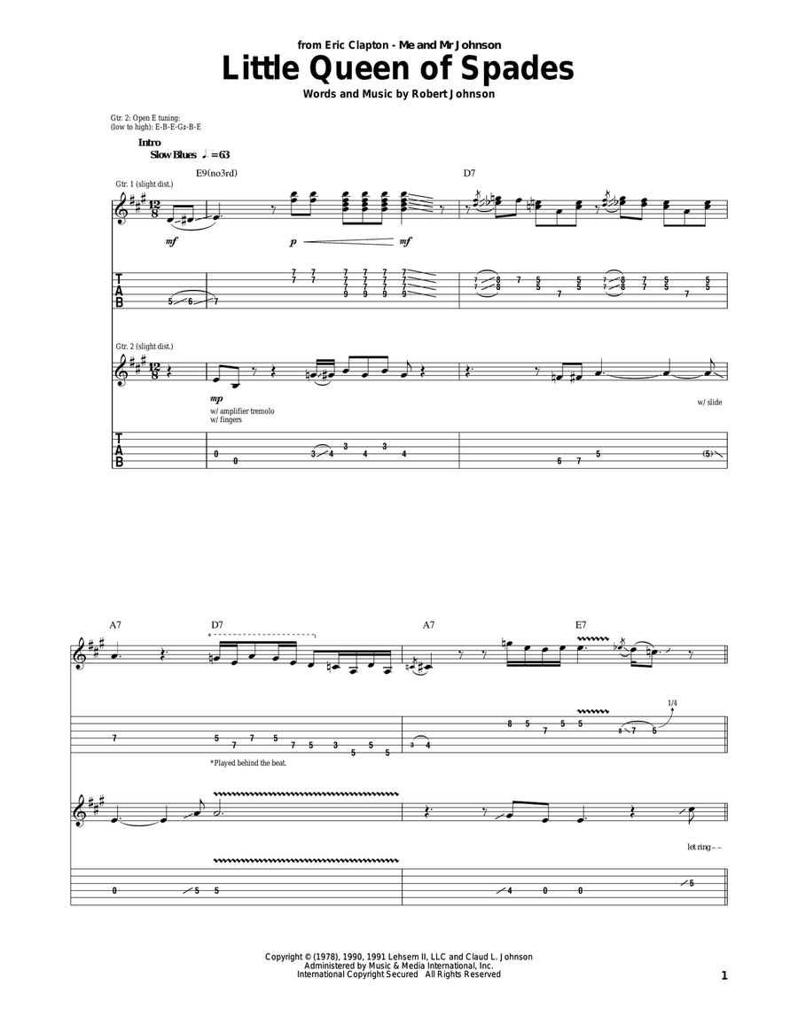 Little Queen Of Spades Electric Guitar scores gallery preview page 1