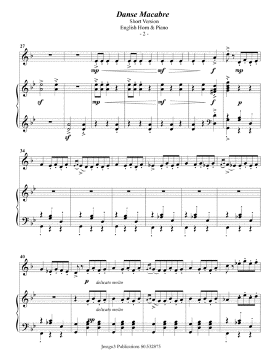 Saint-Saëns: Danse Macabre for English Horn & Piano Short Version English Horn scores gallery preview page 2