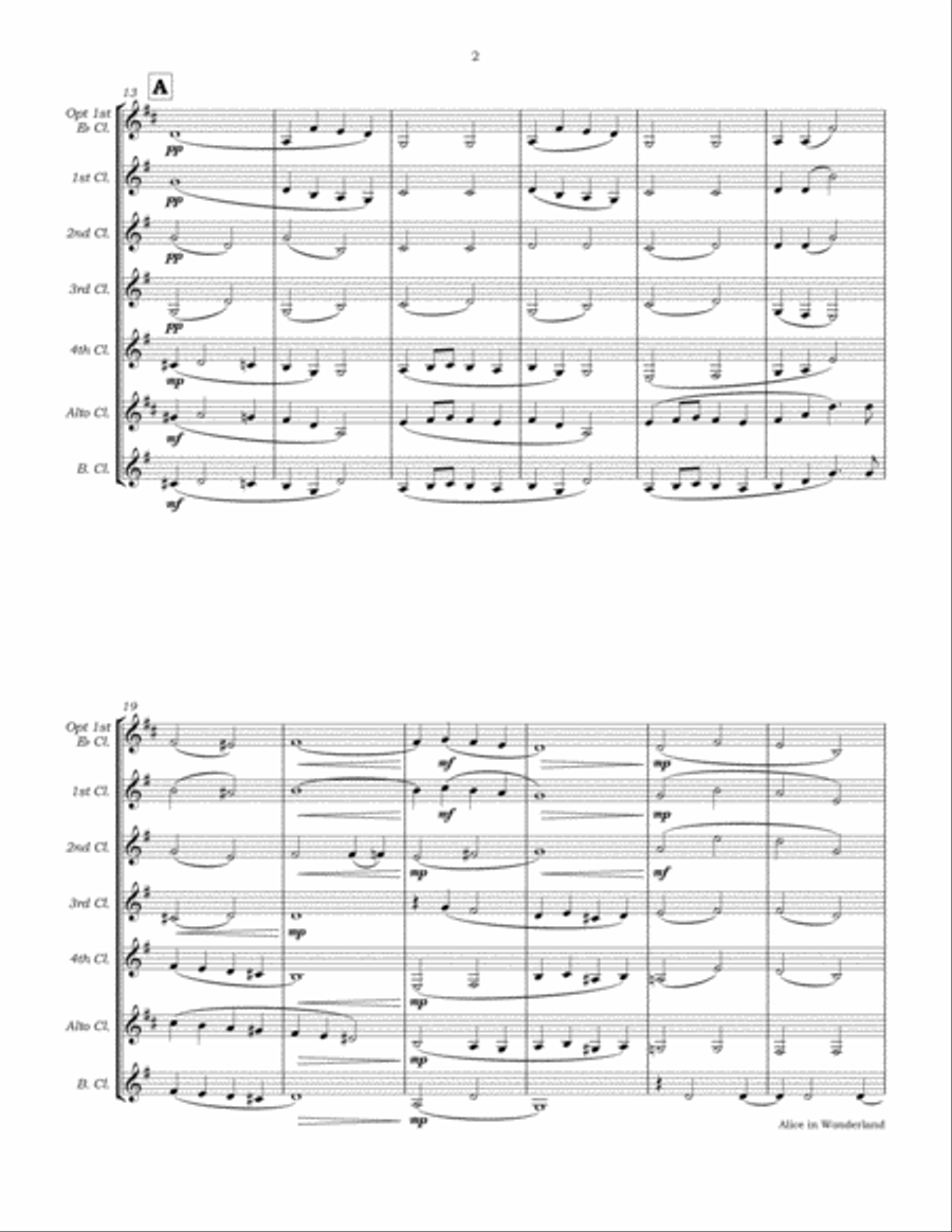 Alice In Wonderland from Walt Disney's ALICE IN WONDERLAND Clarinet Choir scores gallery preview page 6