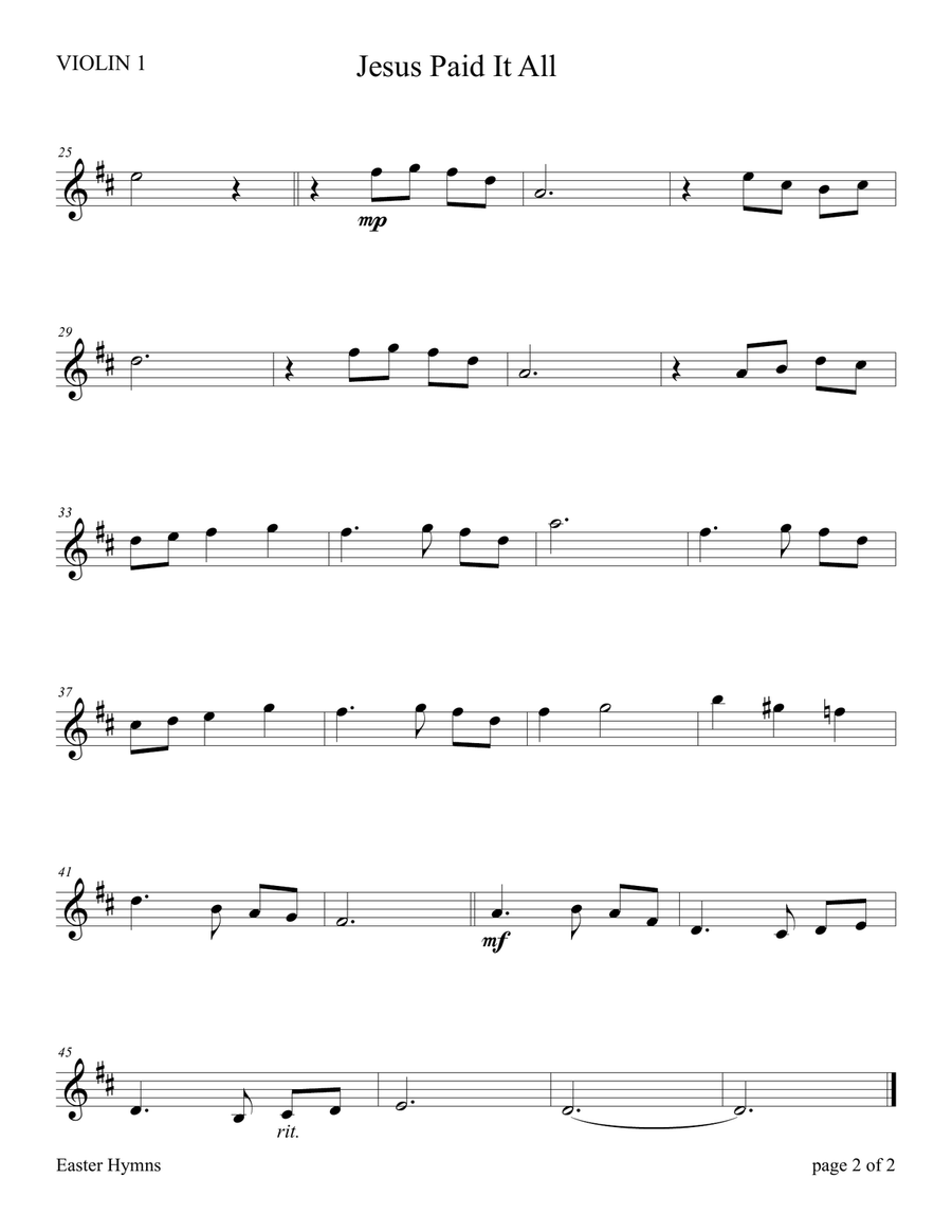 Jesus Paid it All (for Violin Duet) String Duet scores gallery preview page 3