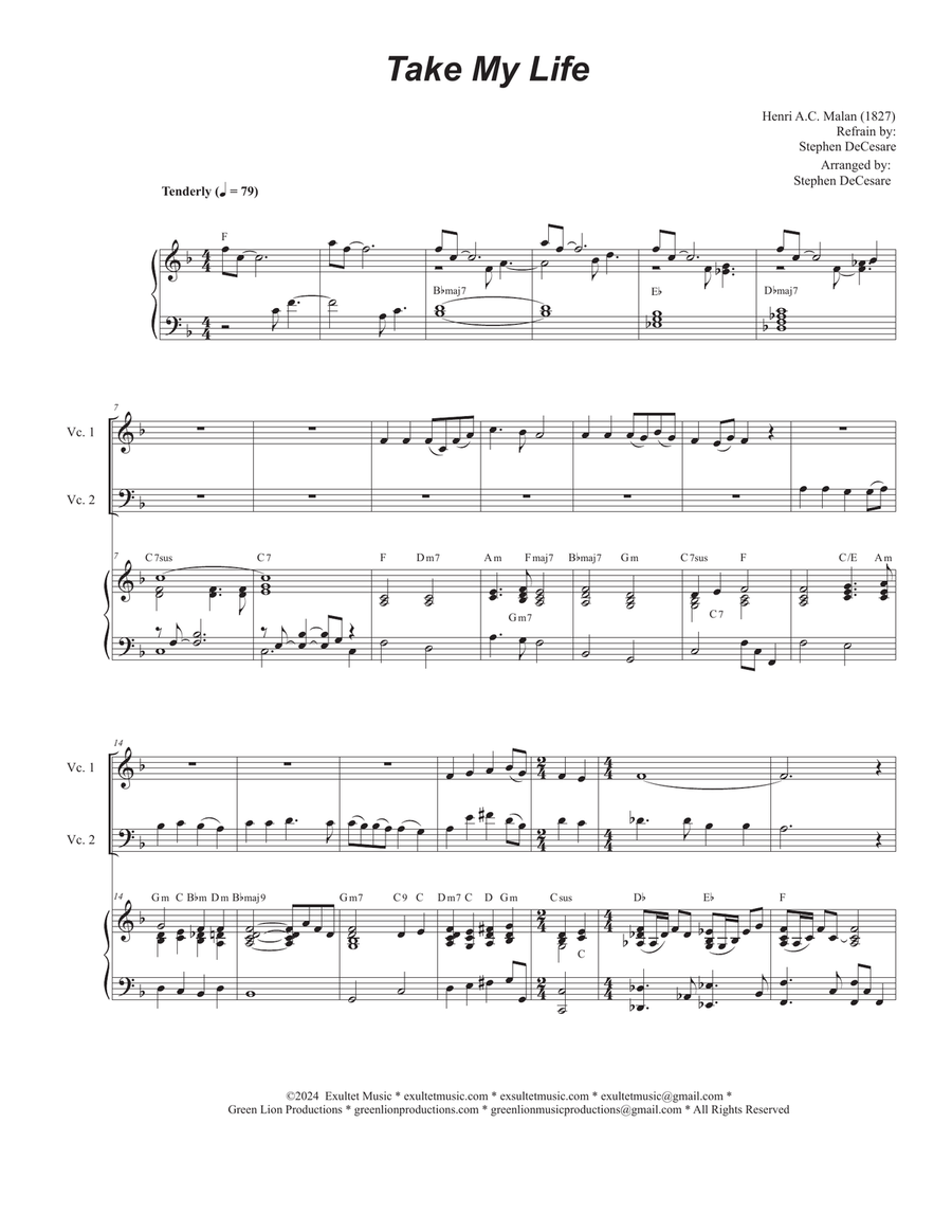 Take My Life (Cello Duet) String Duet scores gallery preview page 1