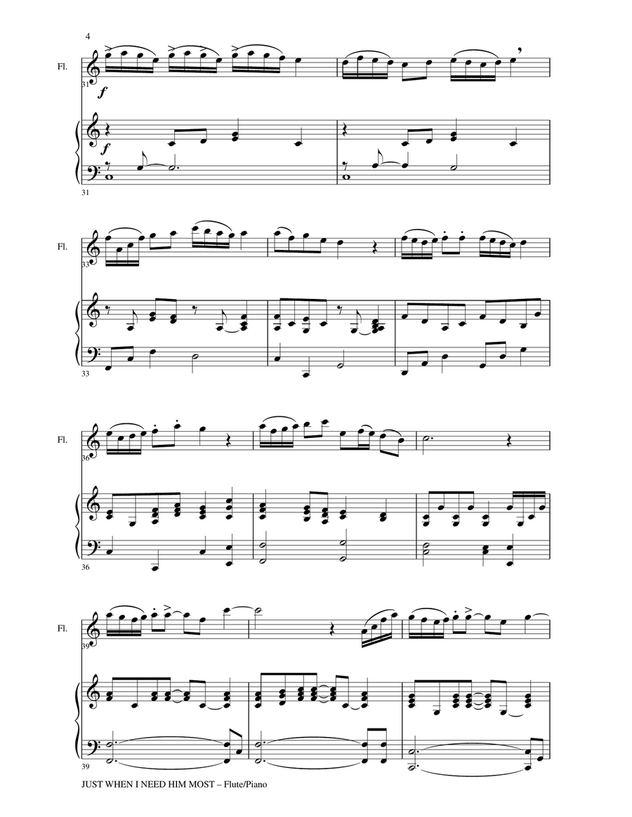 JUST WHEN I NEED HIM MOST (Flute/Piano and Flt Part) Flute scores gallery preview page 4