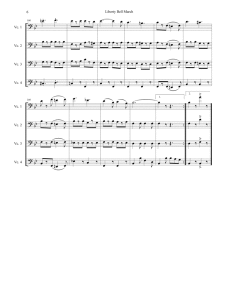 Liberty Bell March by Sousa, arranged for intermediate cello quartet / four cellos