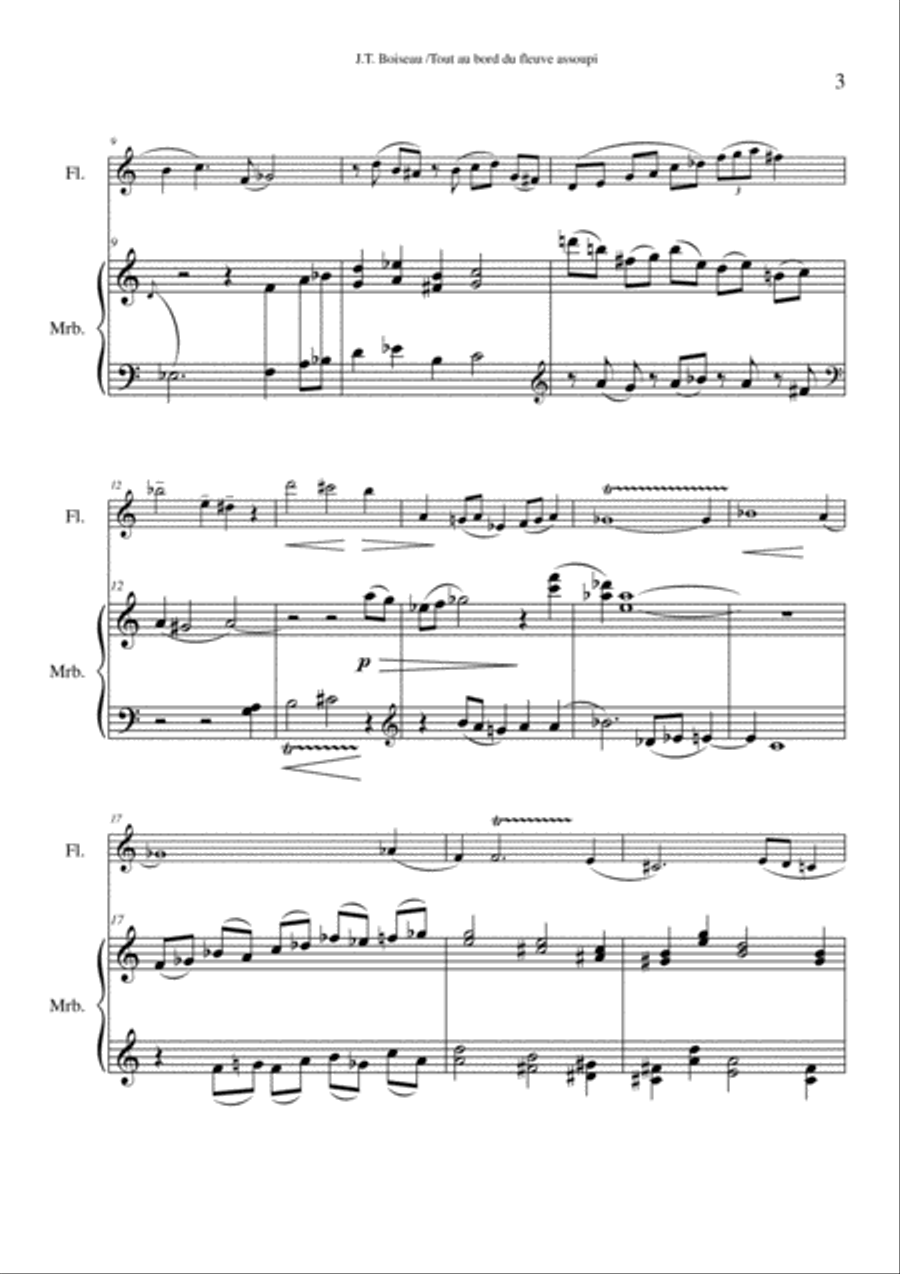 Jean-Thierry Boisseau: Tout au bord du fleuve assoupi for flute and marimba Flute scores gallery preview page 3