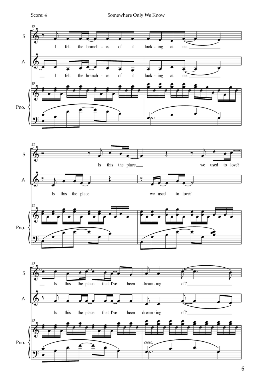 Somewhere Only We Know Somewhere Only We Know SSA scores gallery preview page 6