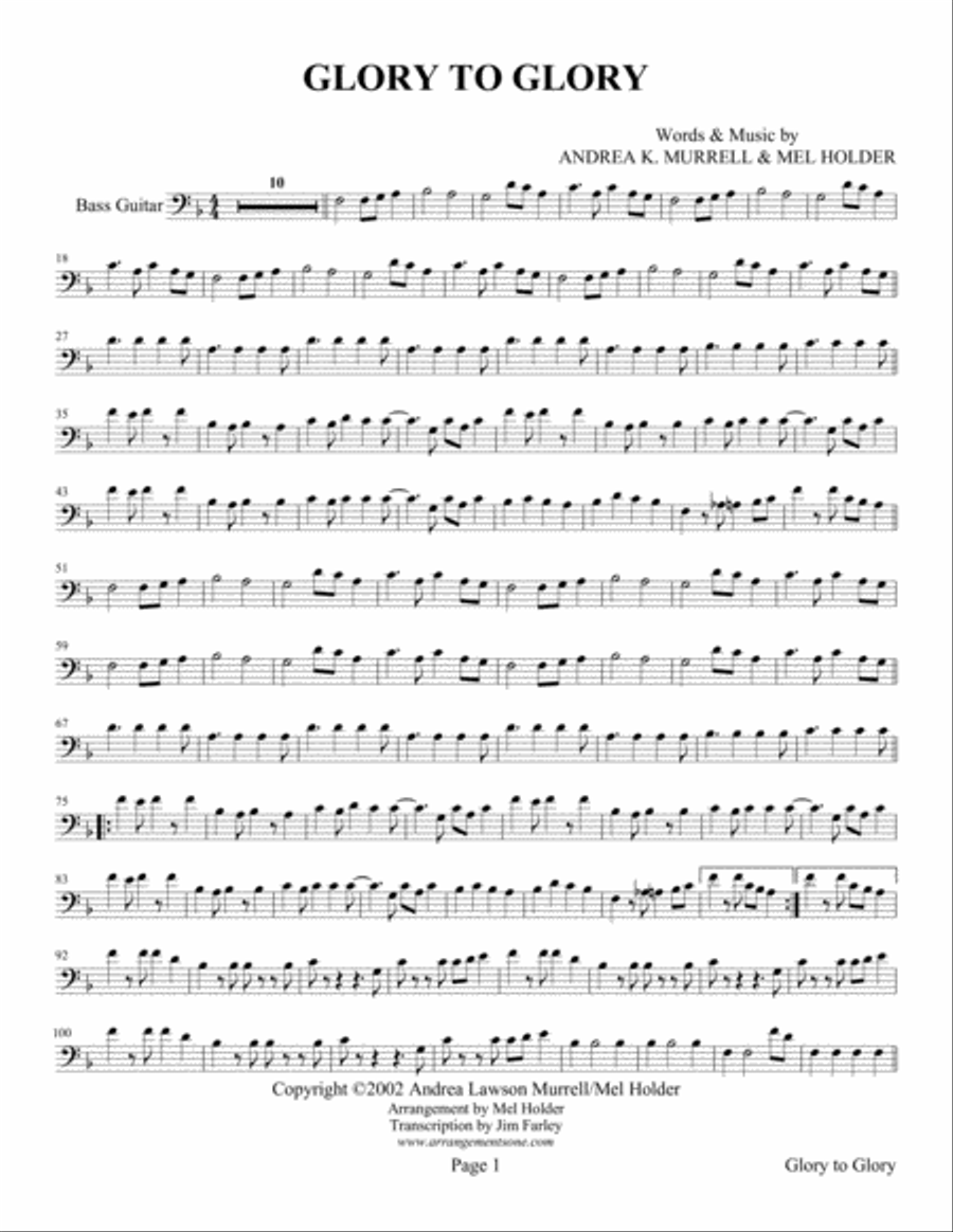 Glory To Glory ©2002 Glory To Glory ©2002 Piano, Vocal, Guitar scores gallery preview page 1