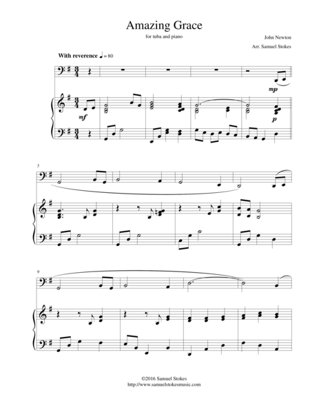 Amazing Grace - for tuba and piano image number null