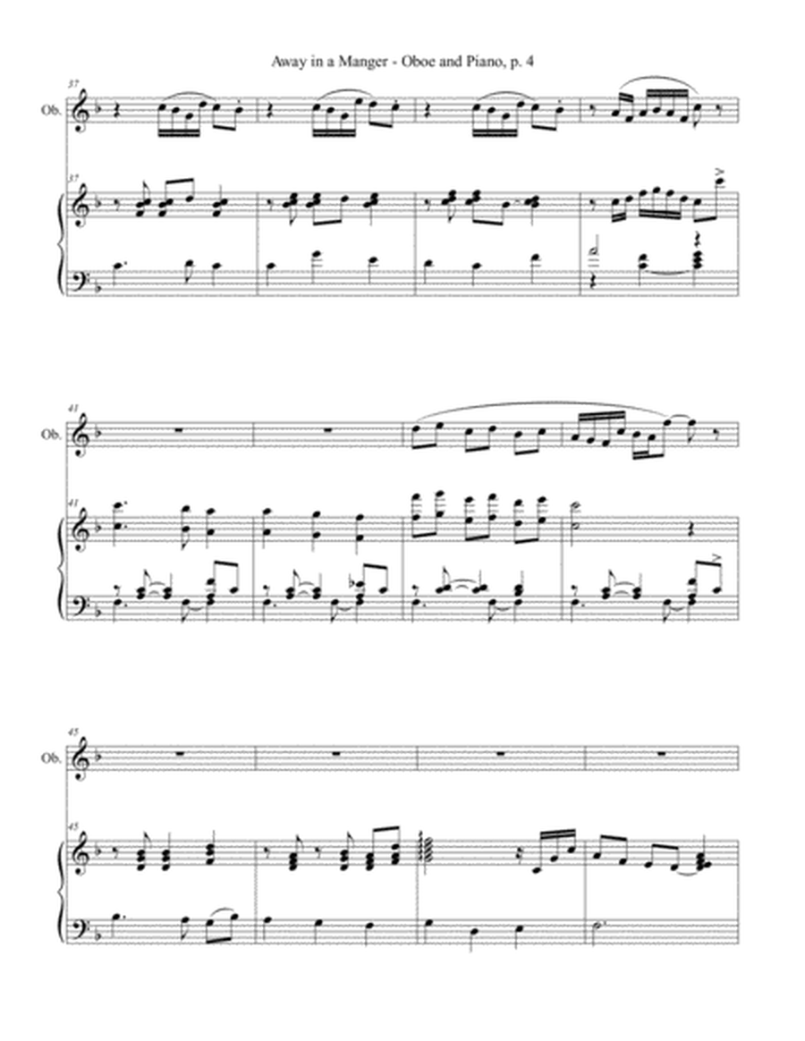 AWAY IN A MANGER, Oboe and Piano (Score & Part included) - Arr. by Gary Lanier image number null