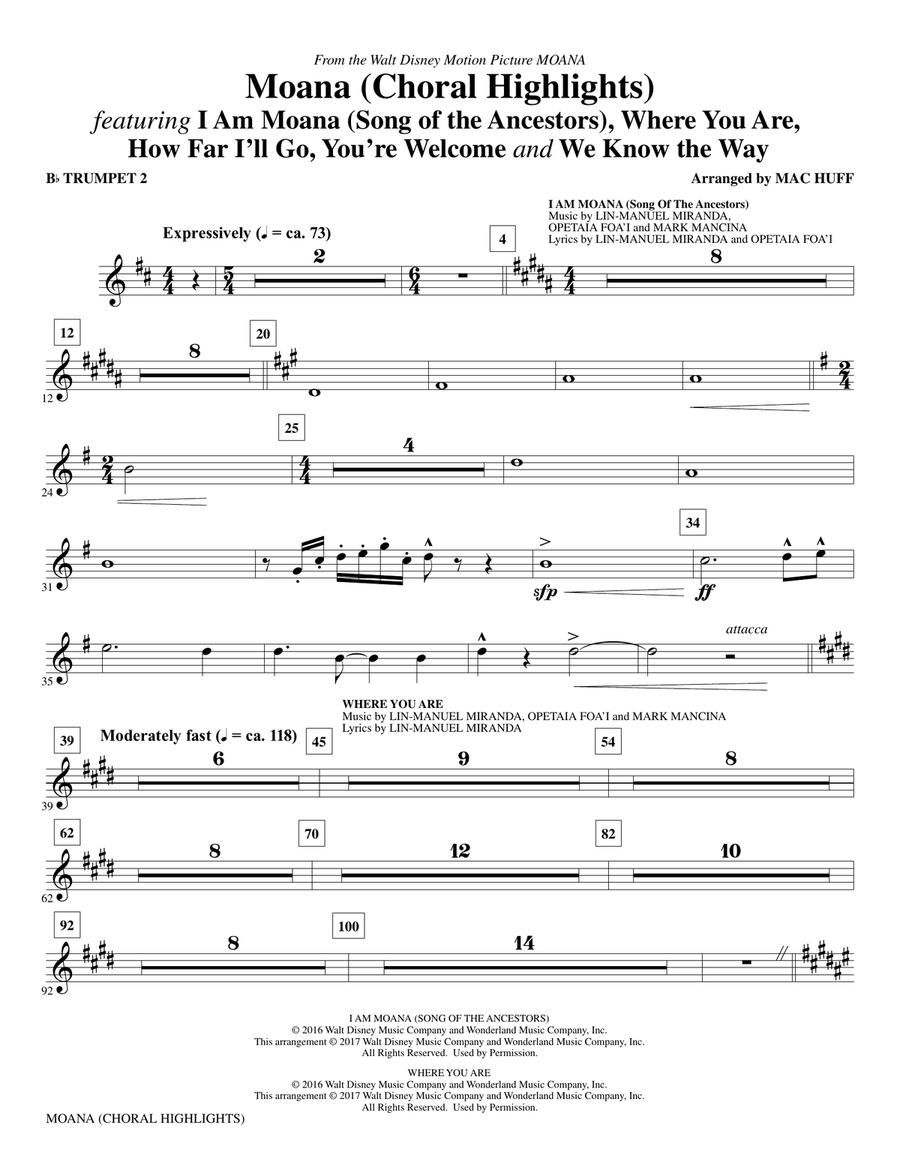 Moana - Bb Trumpet 2 Moana - Bb Trumpet 2 Choir scores gallery preview page 1