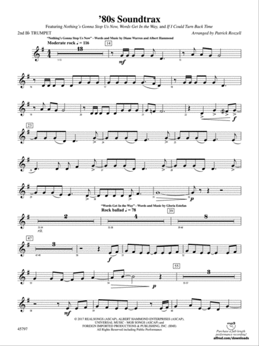 '80s Soundtrax: 2nd B-flat Trumpet Concert Band scores gallery preview page 1
