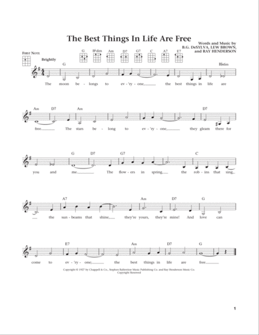 The Best Things In Life Are Free (from The Daily Ukulele) (arr. Liz and Jim Beloff) Ukulele scores gallery preview page 1