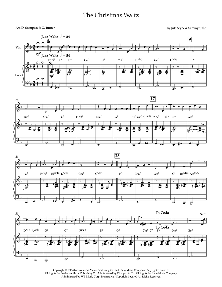 The Christmas Waltz Violin Solo scores gallery preview page 1