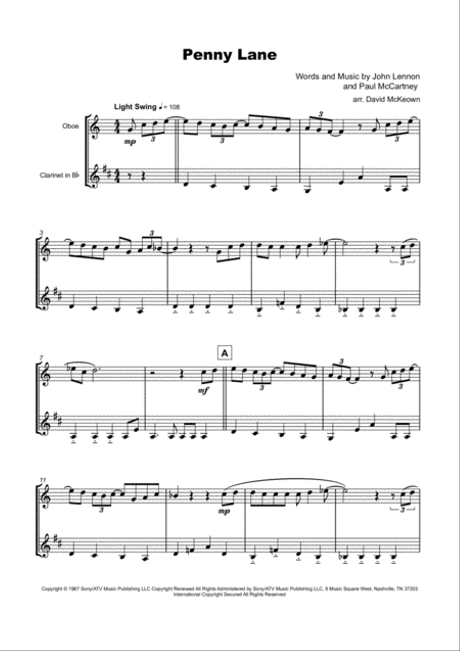 Penny Lane Woodwind Duet scores gallery preview page 2