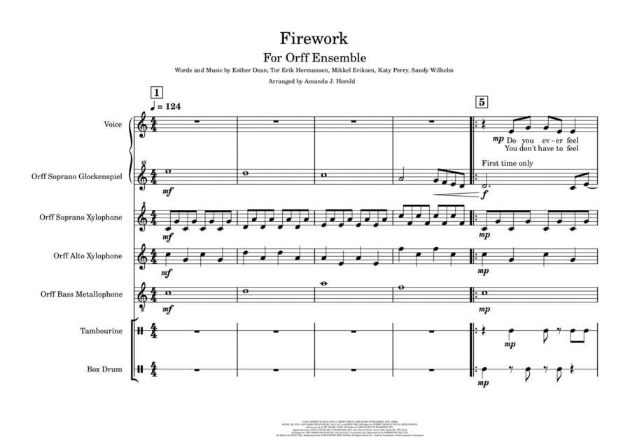 Firework Orff Instrument scores gallery preview page 1