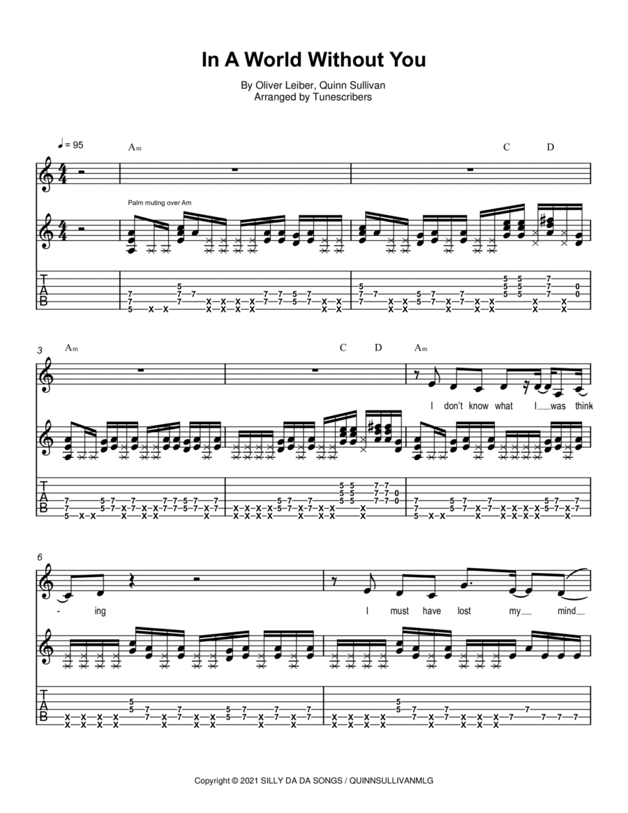 In A World Without You Electric Guitar scores gallery preview page 1